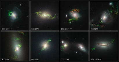 oito estruturas invulgares orbitando suas galáxias hospedeiras