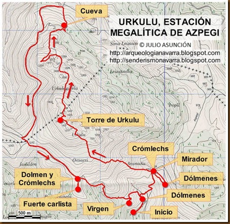 Mapa Torre de Urkulu - Estación megalítica de Azpegi