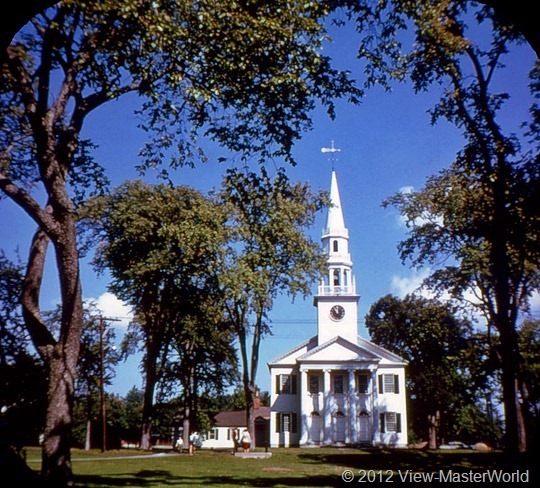 View-Master Connecticut (A750), Scene 7: First Congregational Church in Litchfield built in 1773
