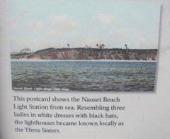 Cape Cod lighthouse 3 sisters postcard