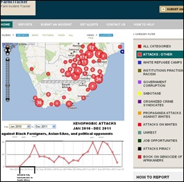 CRIME MAPS XENOPHOBIC ATTACKS DROP SINCE OCT 2011 MAP