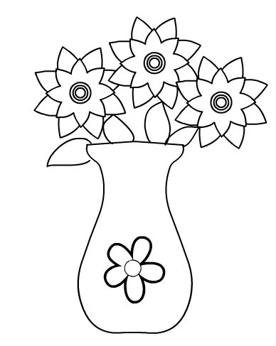 VASE WITH FLOWERS COLORING PAGES VASE
