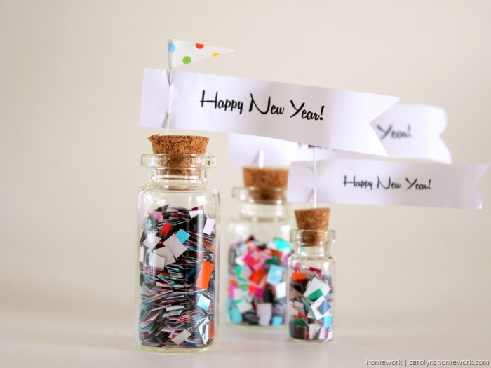 New Year's Confetti Bottles via homework ~ carolynshomework.com