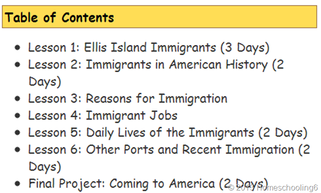 Immigration Table of Contents