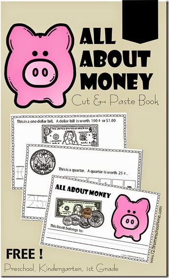 FREE! All About Money Cut and Paste Book for Preschool, Kindergarten, 1st grade. This is such a great math activities to help kids learn the value of each coin in a fun way. GREAT IDEA! FREE! All About Money Cut and Paste Book for Preschool, Kindergarten, 1st grade. This is such a great math activities to help kids learn the value of each coin in a fun way. GREAT IDEA!
