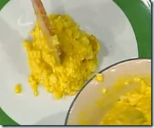 Risotto giallo mantecato al baccalà