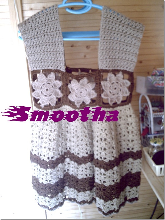 Vestido de crochet castanho e beje (8)