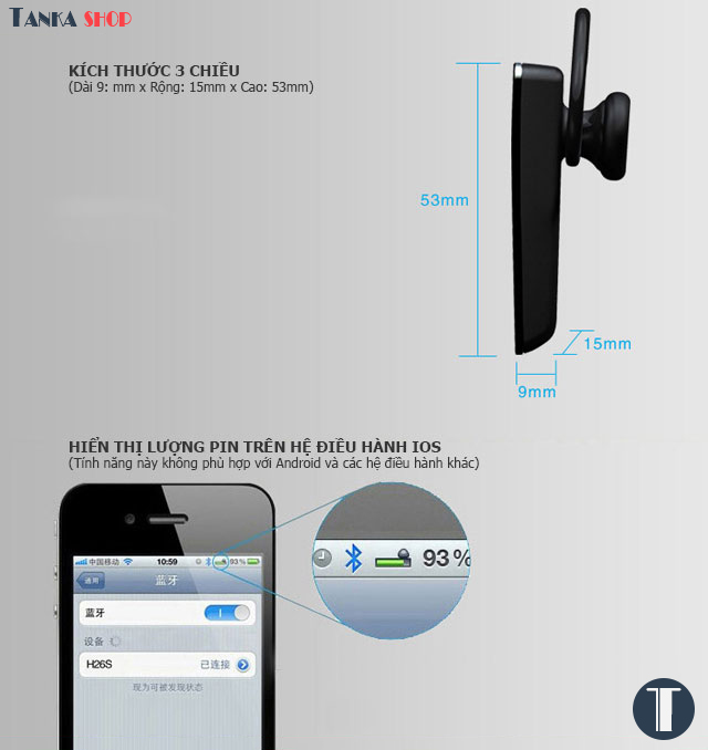 Tai nghe bluetooth cho điện thoại Bluesong H13S