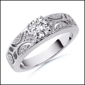 Round Diamond Designer Ring in 14k White Gold
