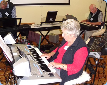 Barbara and Rob Powell dueting. Barbara on the Yamaha Tyros 4 and Rob on the Korg SP-250 piano