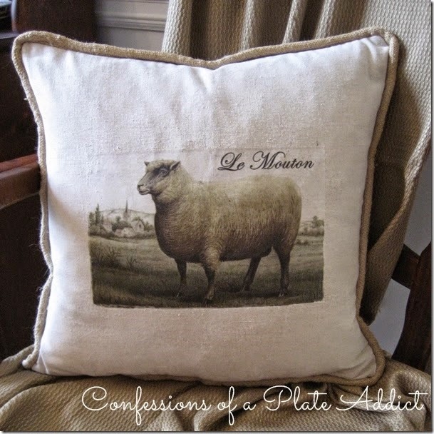 CONFESSIONS OF A PLATE ADDICT Vintage French Sheep Pillow