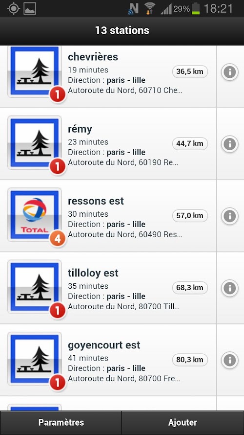 Android application Autoroute Aires et Essence screenshort
