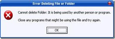 error deleting file or folder