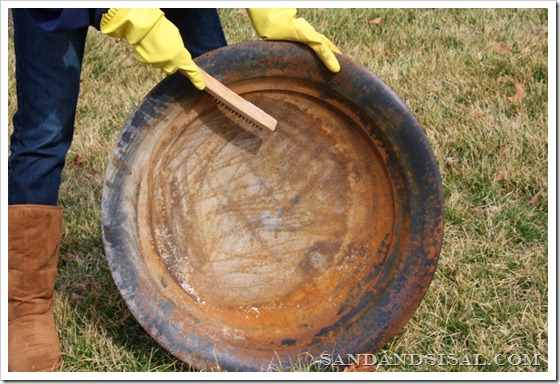 Repainting an Old Fire Pit - Sand and Sisal