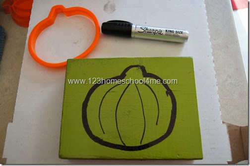 trace your pumpkin cookie cutter onto your wood using your sharpie trace your pumpkin cookie cutter onto your wood using your sharpie