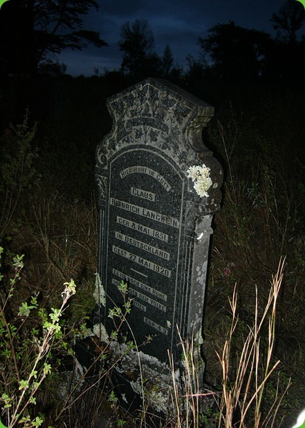 Claus Langhein, Tombstone, Frankfort Eastern Cape