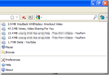 Ant Video Downloader menu