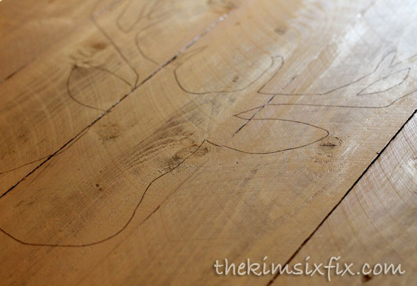 Tracing onto reclaimed wood