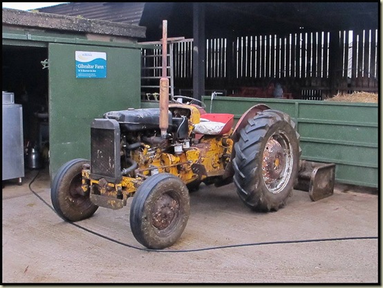 A tractor, in use at Gibraltar Farm