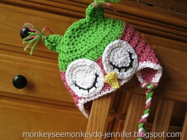 pink and green owl hat (6)