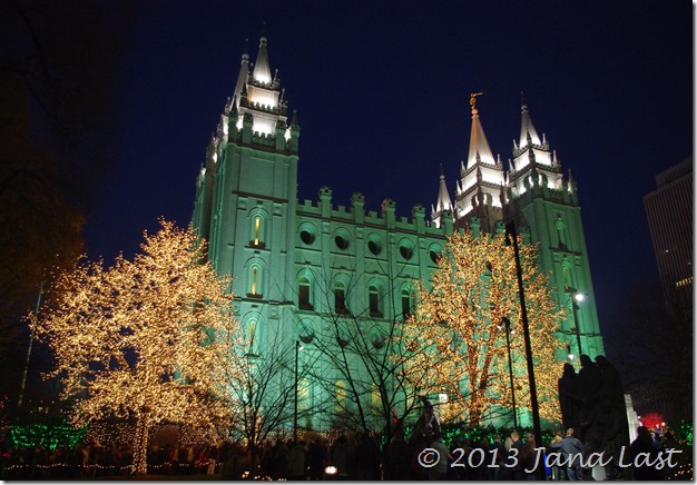 Salt Lake Temple and Christmas Lights on Temple Square, Salt Lake City, Utah