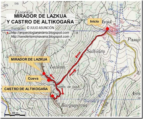 Mapa ruta mirador de Lazkua y Castro de Altikogaa