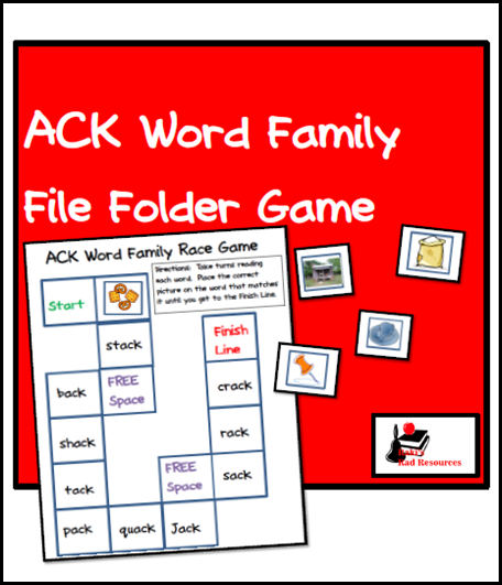 Free download - ack family file folder game from Raki's Rad Resources.