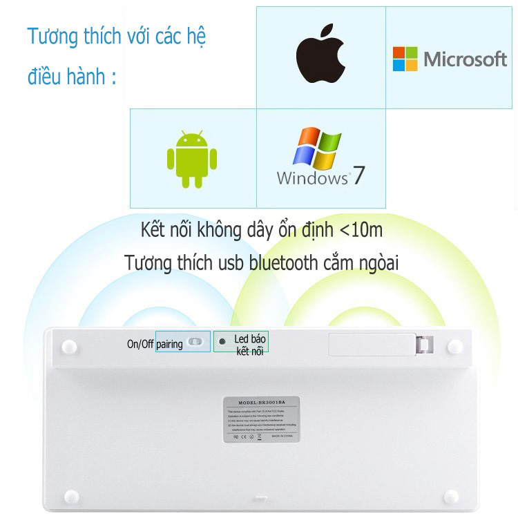 Bàn phím mini không dây BK3001