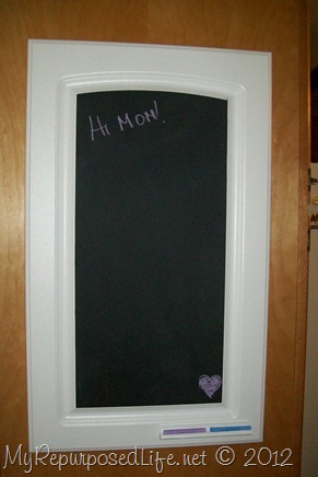 chalkboard from a cabinet door