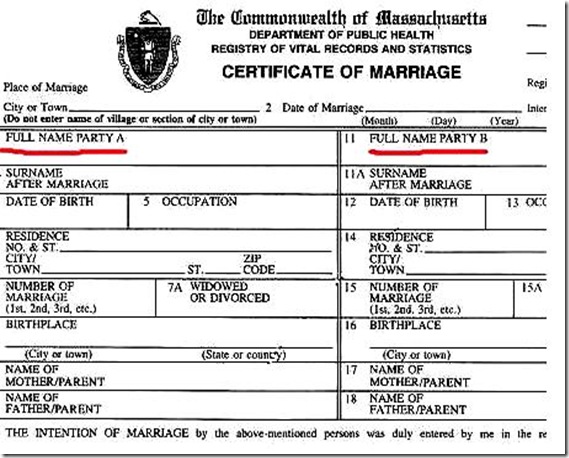 Official MA Marriage Cert
