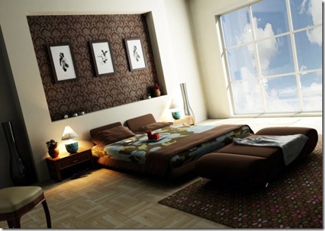 Elegant Bedroom Decorating Ideas with Brown Color by Tareq Banama