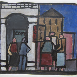 José Gurvich (uruguayo)-Personajes en ciudad-1949-22x27 cm