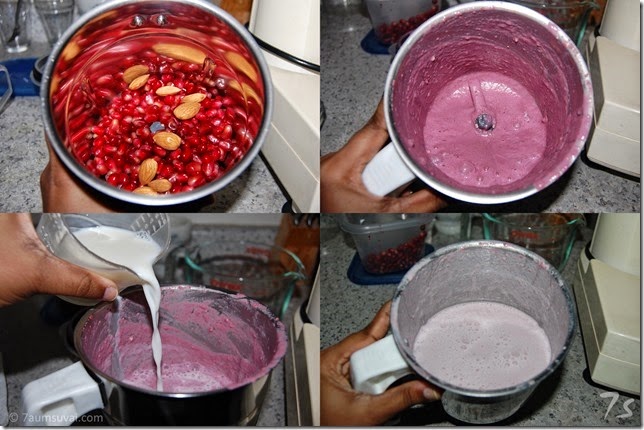 Pomegranate almond milkshake process
