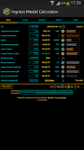 Ingress Medal Calculator