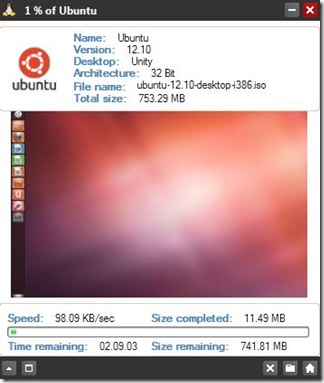 Get Linux finestra di download della distribuzione