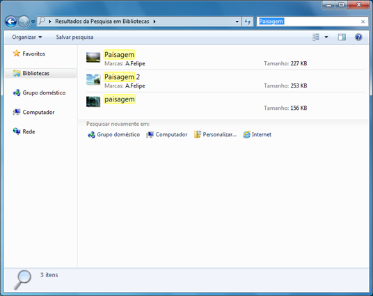 Pesquisando no Windows Explorer com o Windows Search