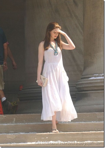 Anne Hathaway on the set of The Dark Knight Rises in Pittsburgh, August 6th, 2011