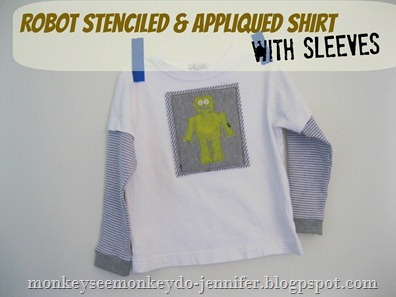 shirt with robot stencil  and applique added - Copy
