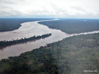 Vue du fleuve Congo, non loin de Kisangani, Province Orientale 2002.