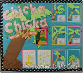 Use the book Chicka Chicka Boom Boom to introduce the vowels and create a smart looking bulletin board