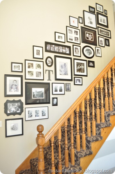 Cassandra Design: Stair Stepped Black & White Gallery Wall
