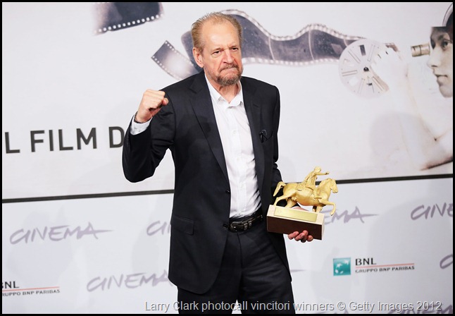 ROME, ITALY - NOVEMBER 17:  Director Larry Clark poses with his Golden Marc'Aurelio for Best Film druing the Award Winners Photocall during the 7th Rome Film Festival at Auditorium Parco Della Musica on November 17, 2012 in Rome, Italy.  (Photo by Ernesto Ruscio/Getty Images)