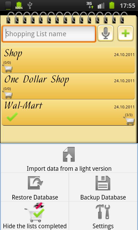 Shopping List+ Screen 2