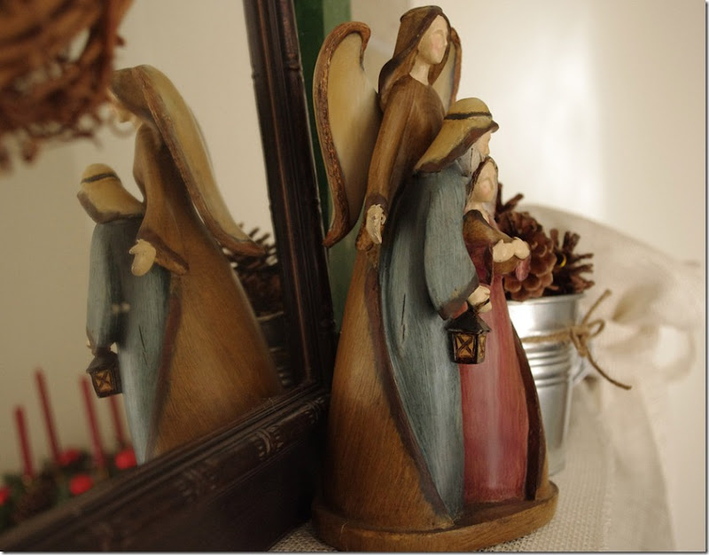 Christmas Mantel | carved wood Nativity family | personallyandrea.com