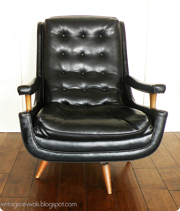 Black Leather Mid Century Chair
