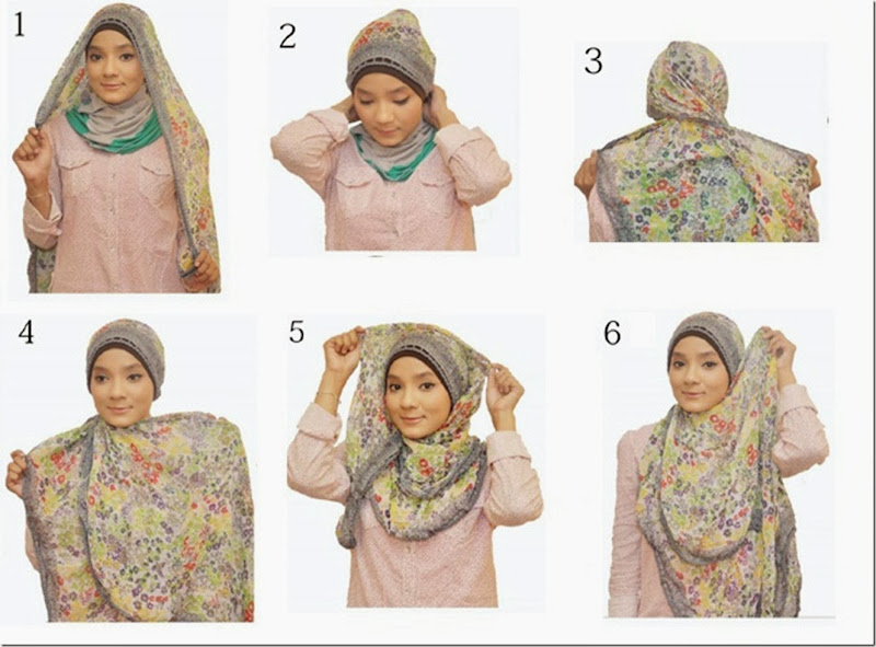 6 Langkah Kreasi Simple Jilbab Segi Empat terbaru 2013