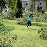 kid running through park at huis ten bosch in Sasebo, Japan 