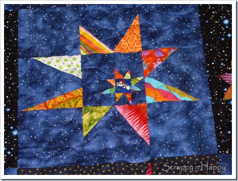 wonky star space quilt star in a star block