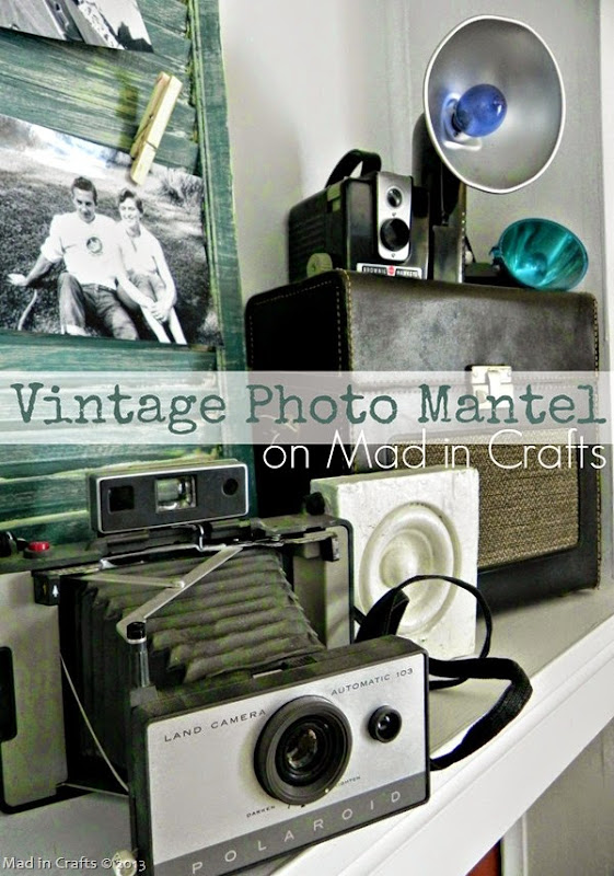 DIY Vintage Photo Mantel on Mad in Crafts