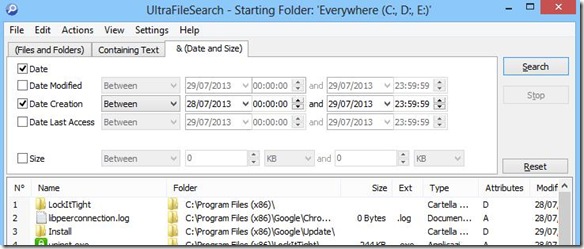 UltraFileSearch ricerca file per data